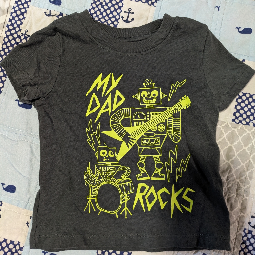 Cat & Jack Gray Tee with Neon Robot Graphic